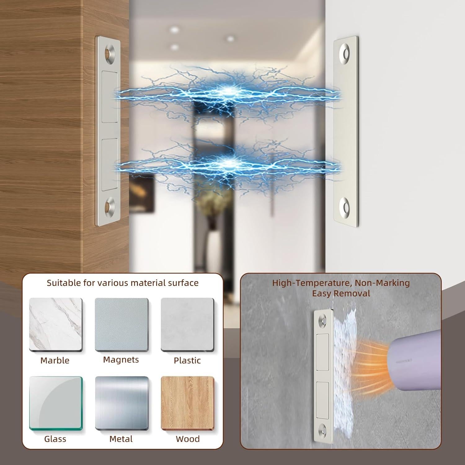 Cierre Magnético de Puerta Jiayi 4 Piezas 13.6 kg Autoadhesivo