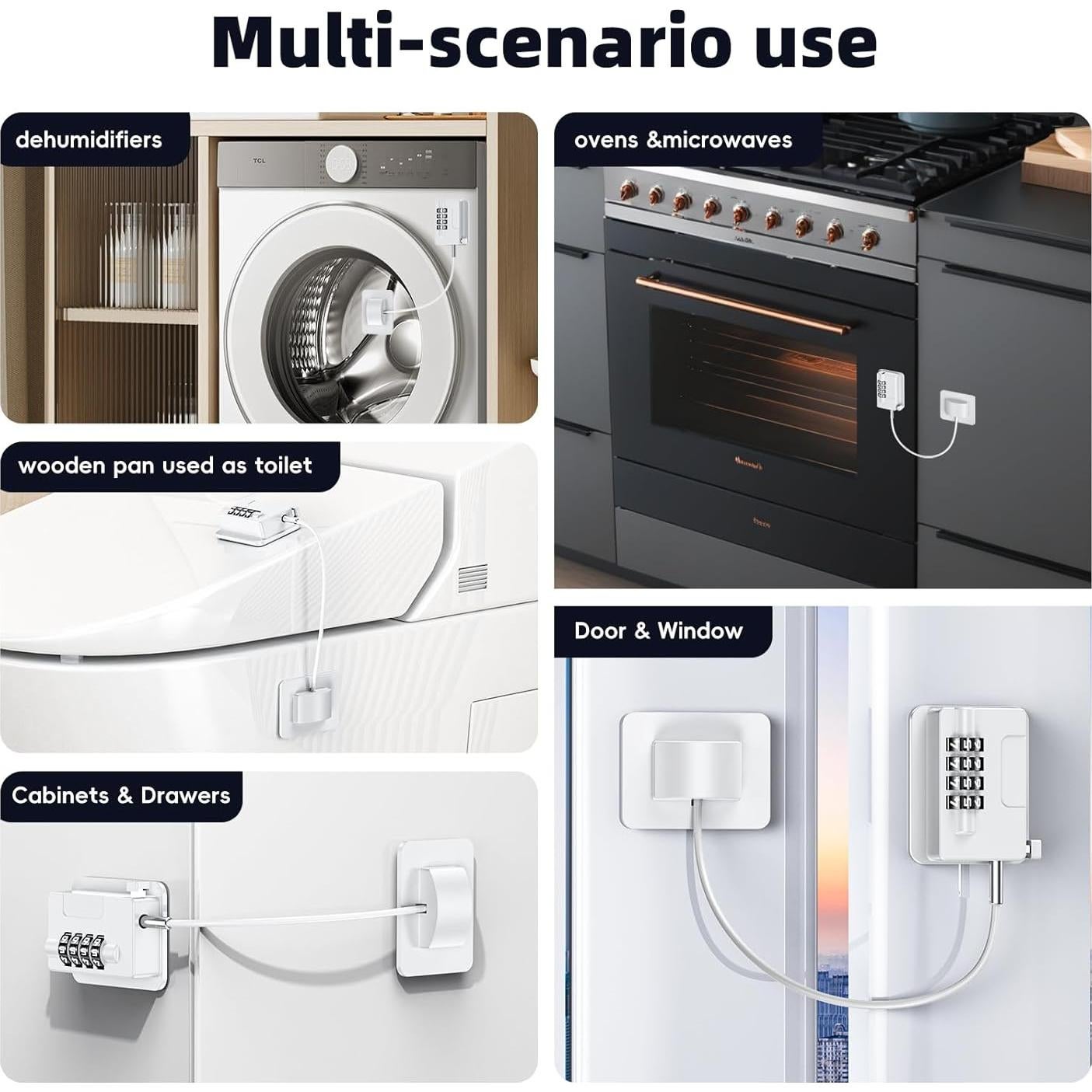 Candados para Refrigerador a Prueba de Niños 4 Códigos - Blanco