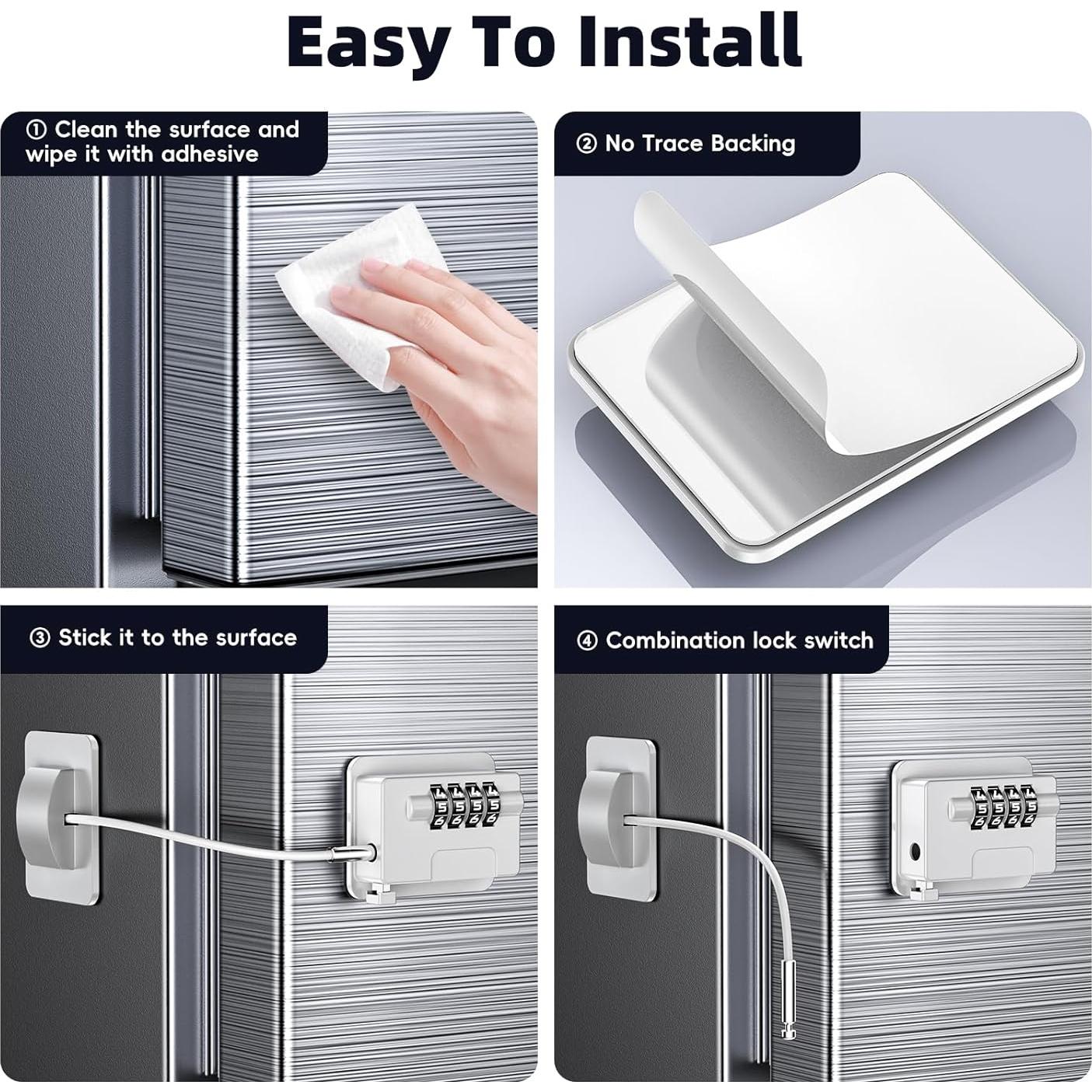 Candados para Refrigerador a Prueba de Niños 4 Códigos - Blanco