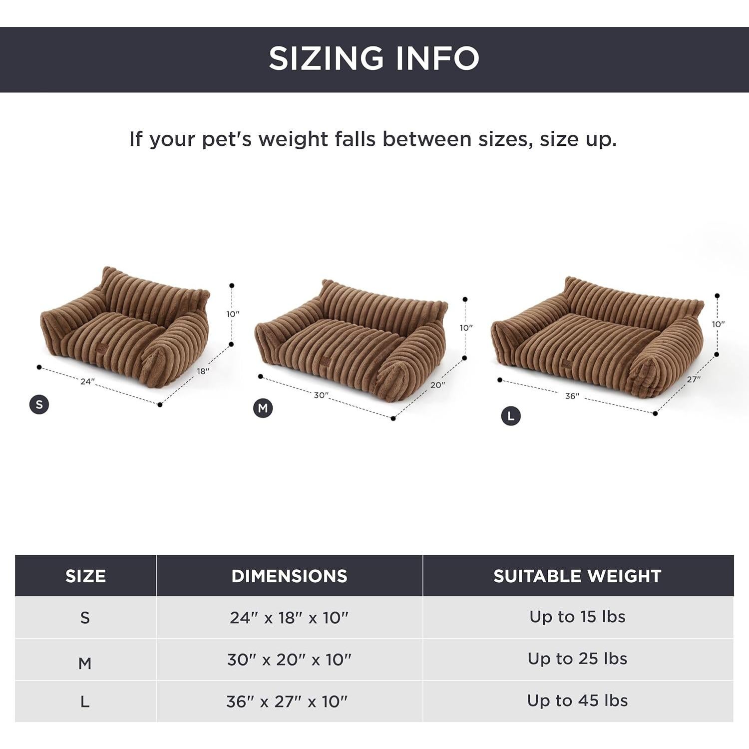 Sofá para Mascotas Bedsure 61x46x25 cm Marrón Cobre