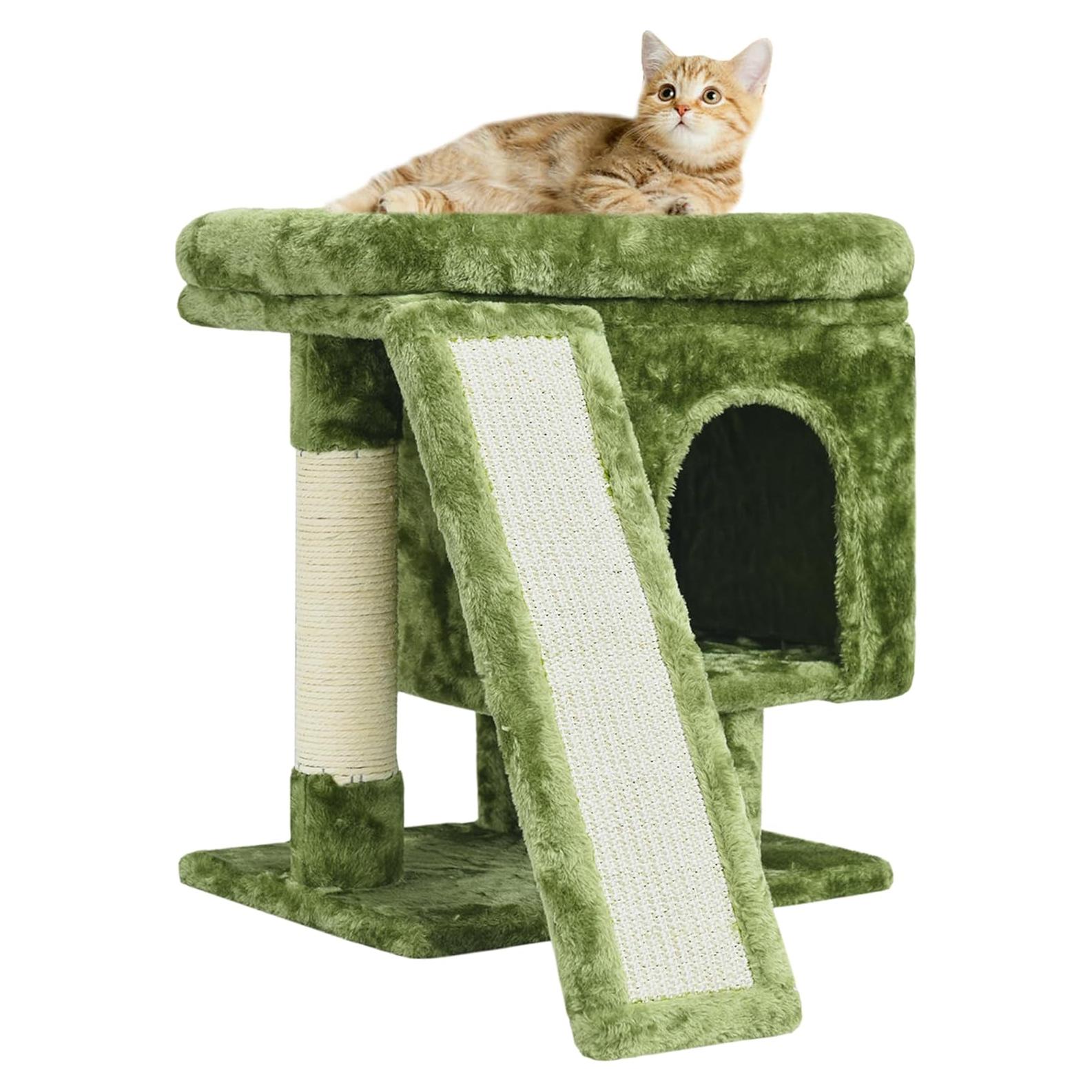 Árbol para Gatos YANDLVY Verde con Poste y Cueva 45.72cm