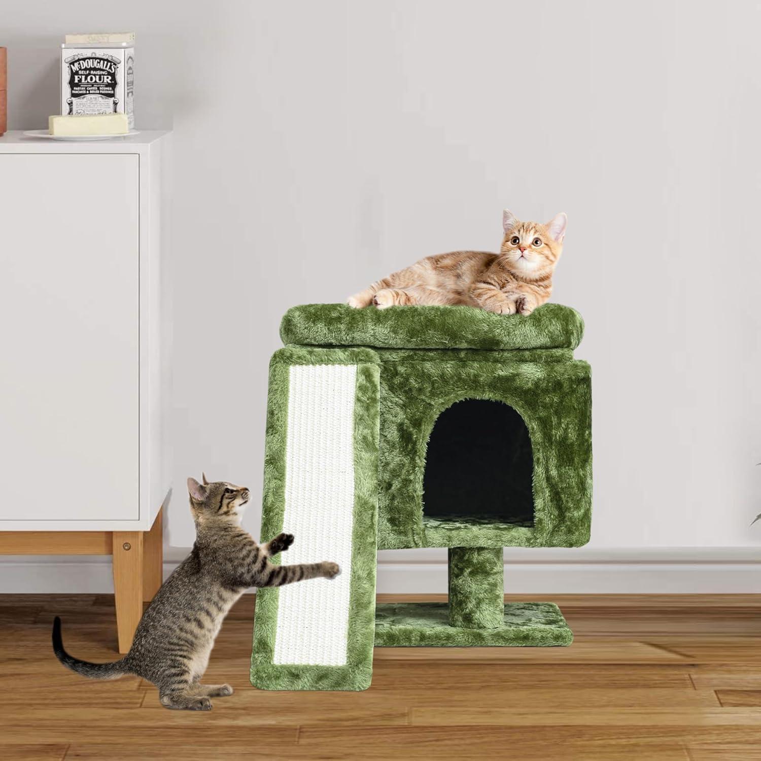 Árbol para Gatos YANDLVY Verde con Poste y Cueva 45.72cm