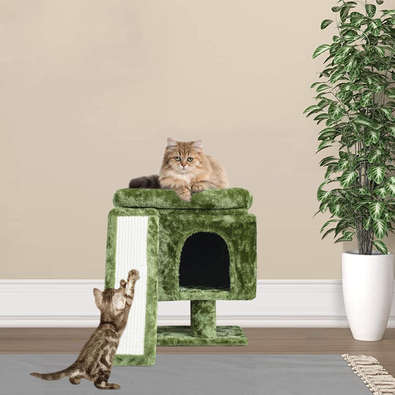 Árbol para Gatos YANDLVY Verde con Poste y Cueva 45.72cm