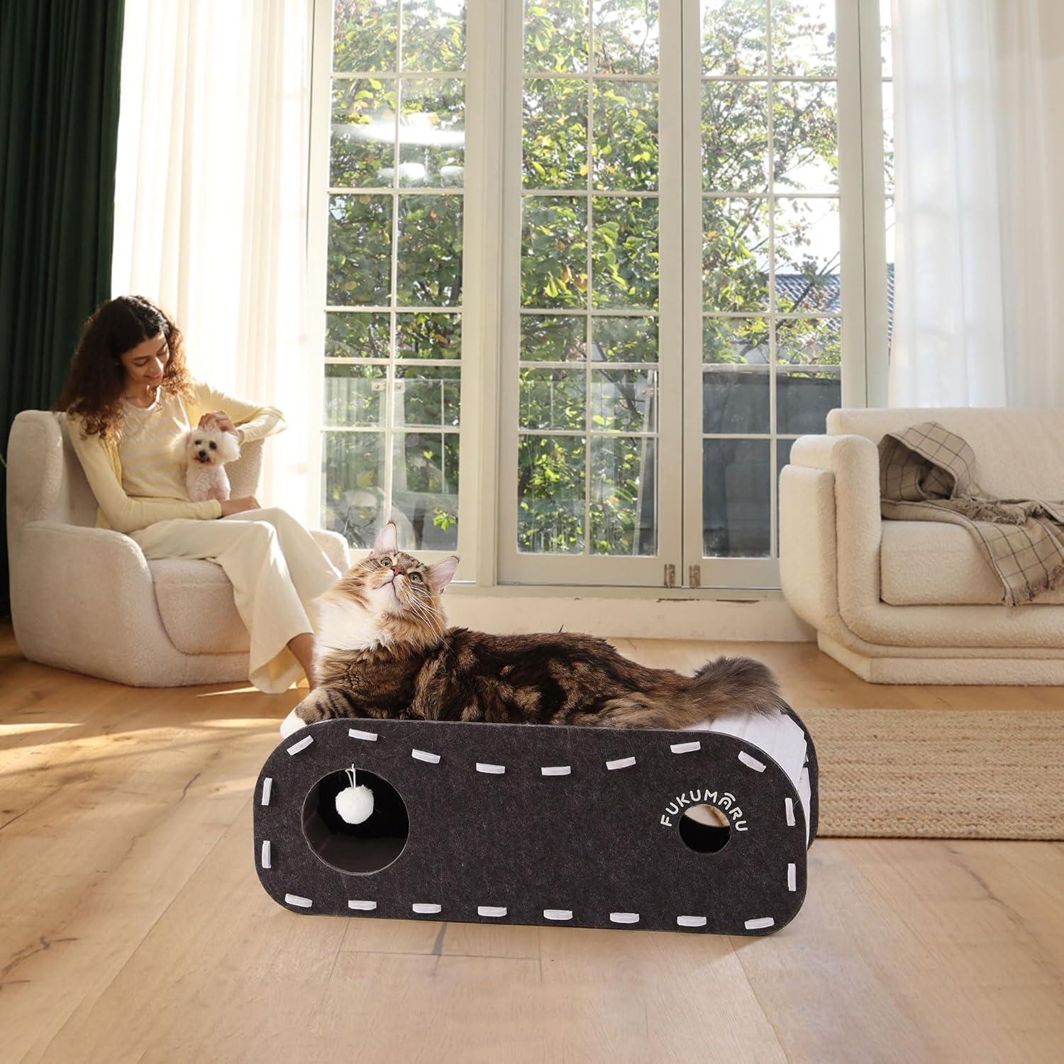 Cama para Gatos FUKUMARU Cueva Extra Grande 80 cm Gris