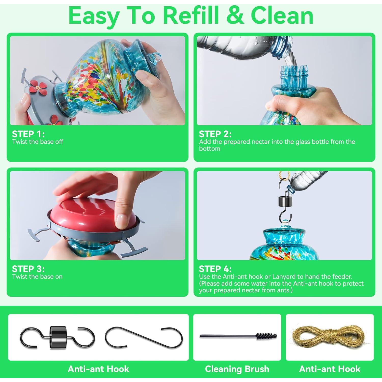 Comedero para Colibríes Advtim 0.91 kg Vidrio 32 oz Colgante