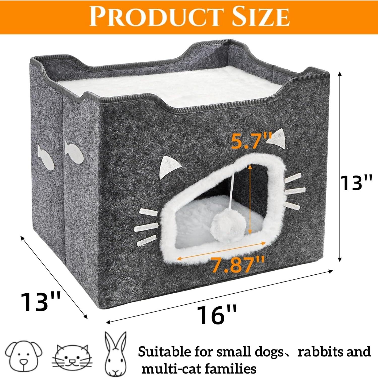 Casa para Gatos Acshio Cubo Interior con Almohadillas Reversibles