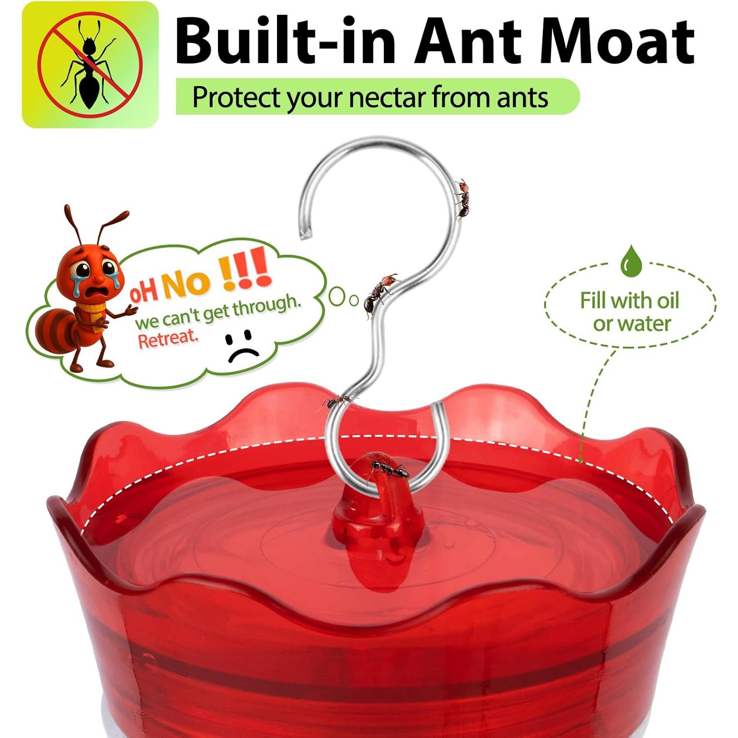 Comedero para colibrí XAROO de vidrio 425g con trampa para hormigas