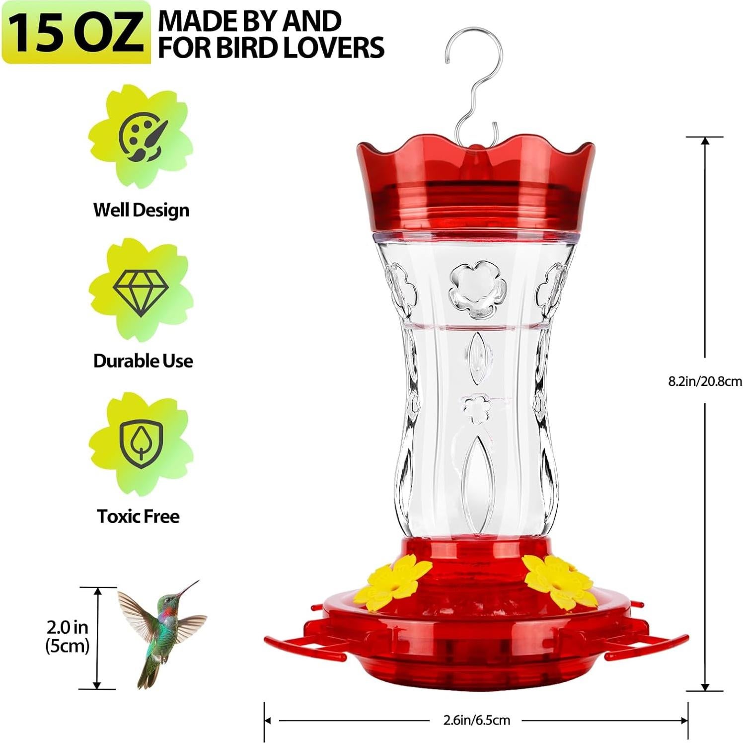 Comedero para colibrí XAROO de vidrio 425g con trampa para hormigas