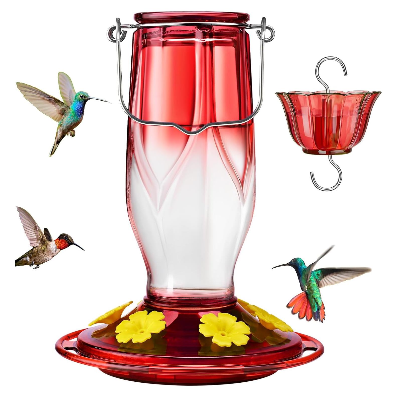 Alimentador de Colibrí de Vidrio Kingsyard 0.47L 6 Puertos Rojo
