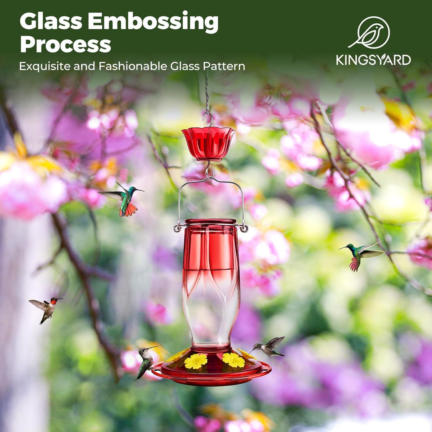 Alimentador de Colibrí de Vidrio Kingsyard 0.47L 6 Puertos Rojo