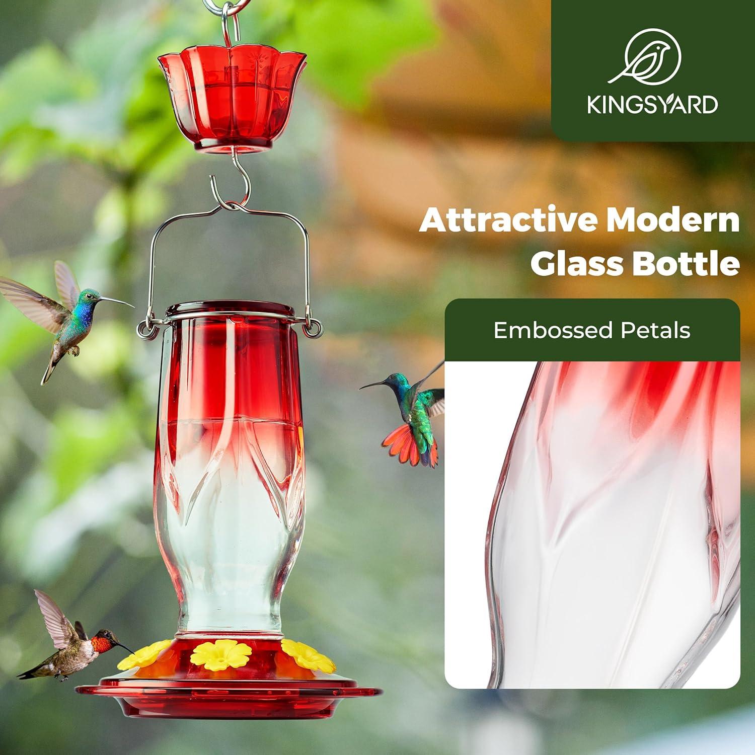 Alimentador de Colibrí de Vidrio Kingsyard 0.47L 6 Puertos Rojo