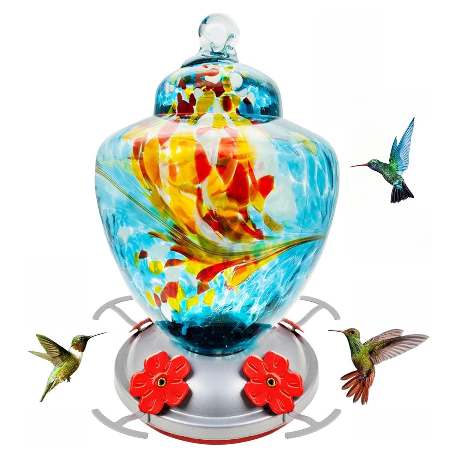 Alimentador de Colibríes REZIPO de Vidrio 1.13L Azul