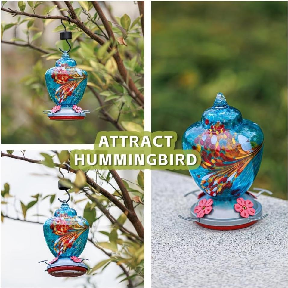 Alimentador de Colibríes REZIPO de Vidrio 1.13L Azul