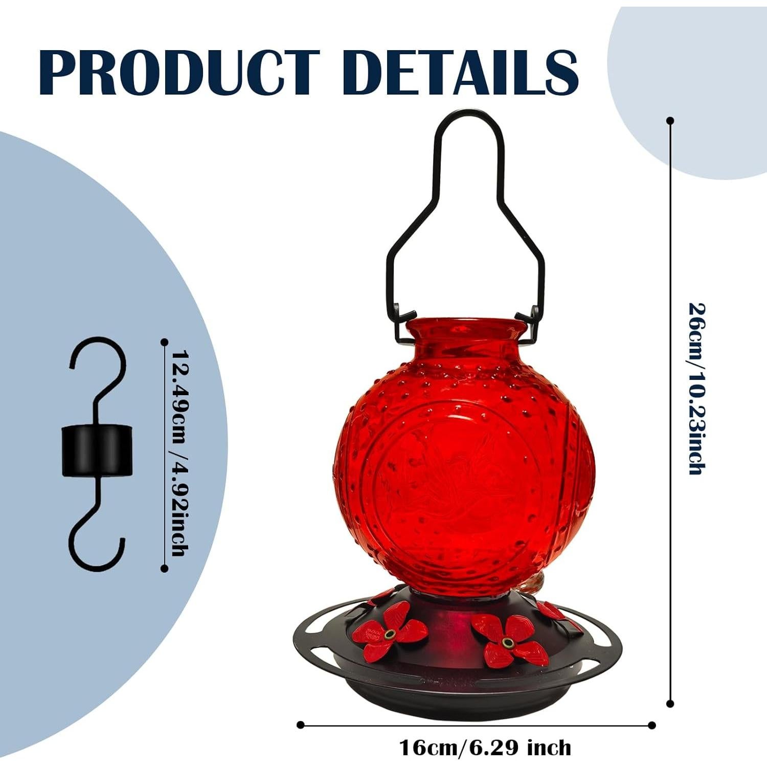 Alimentador de Colibríes de Vidrio LXliangxin 0.65L Colgante