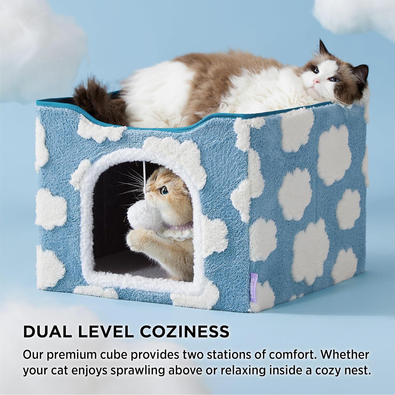 Casa para Gatos Lesure - Cueva Plegable 42x42x33 cm Azul