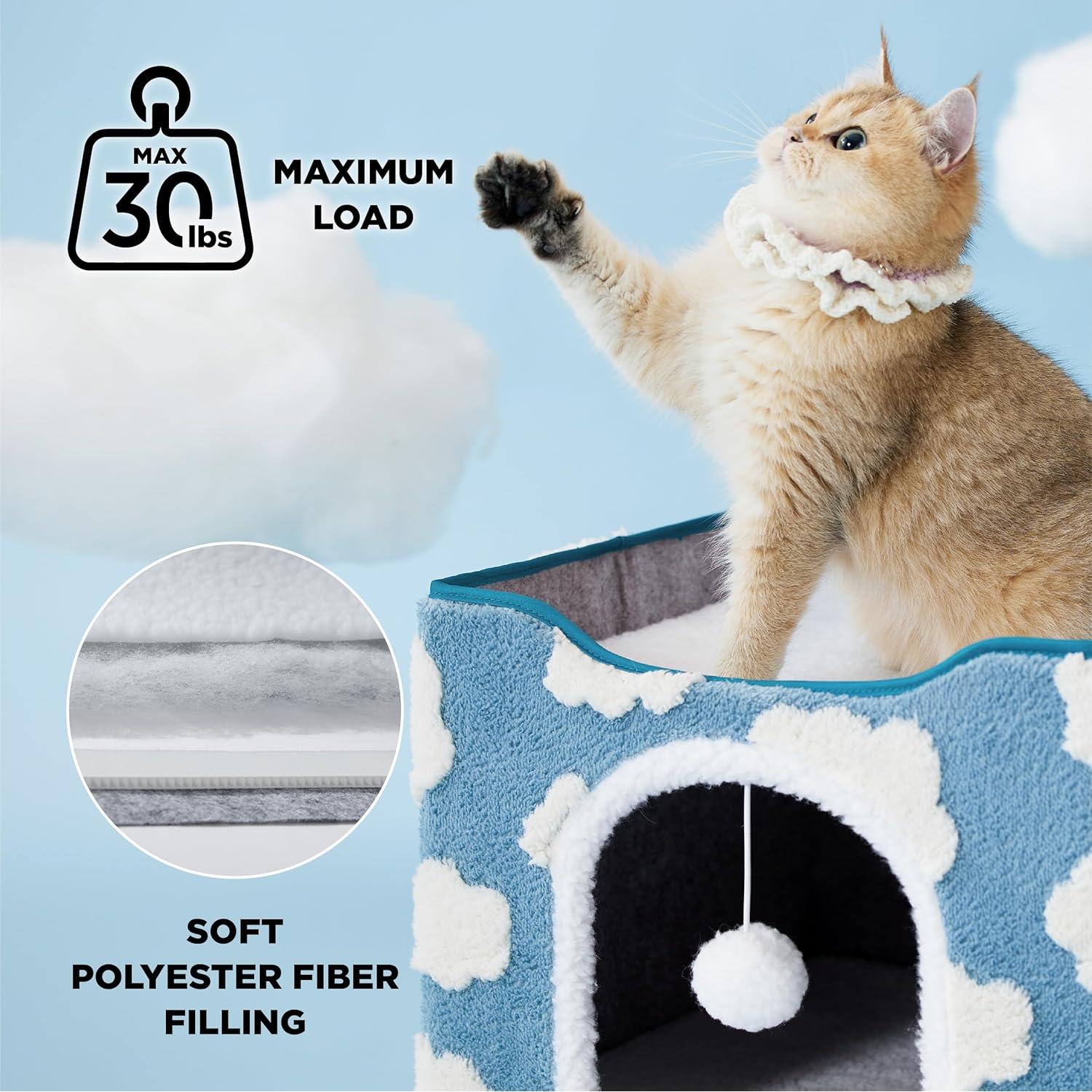 Casa para Gatos Lesure - Cueva Plegable 42x42x33 cm Azul