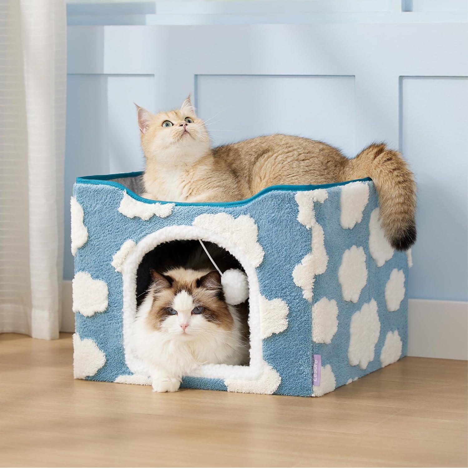 Casa para Gatos Lesure - Cueva Plegable 42x42x33 cm Azul
