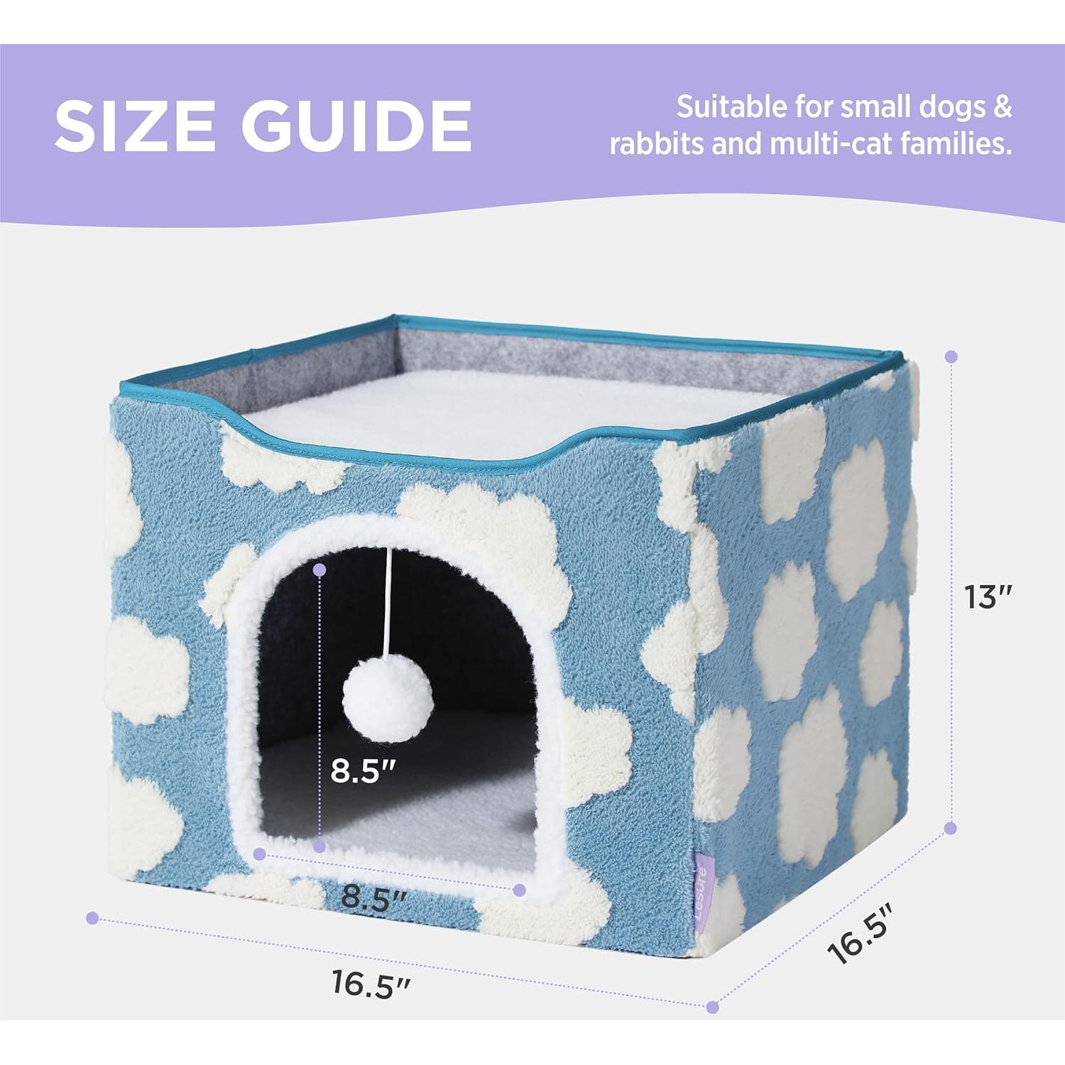 Casa para Gatos Lesure - Cueva Plegable 42x42x33 cm Azul