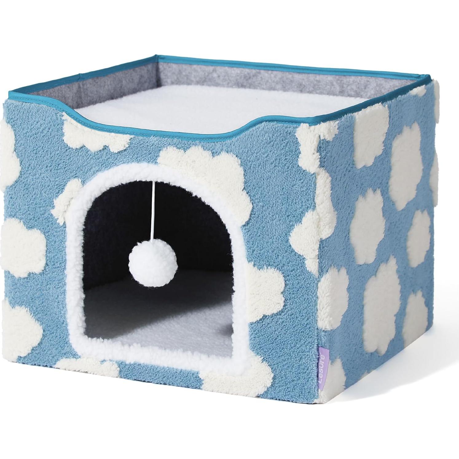Casa para Gatos Lesure - Cueva Plegable 42x42x33 cm Azul