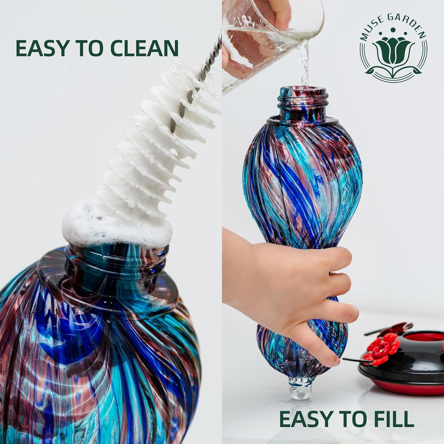 Alimentador de Colibríes Muse Garden Vidrio 24 oz Colgante