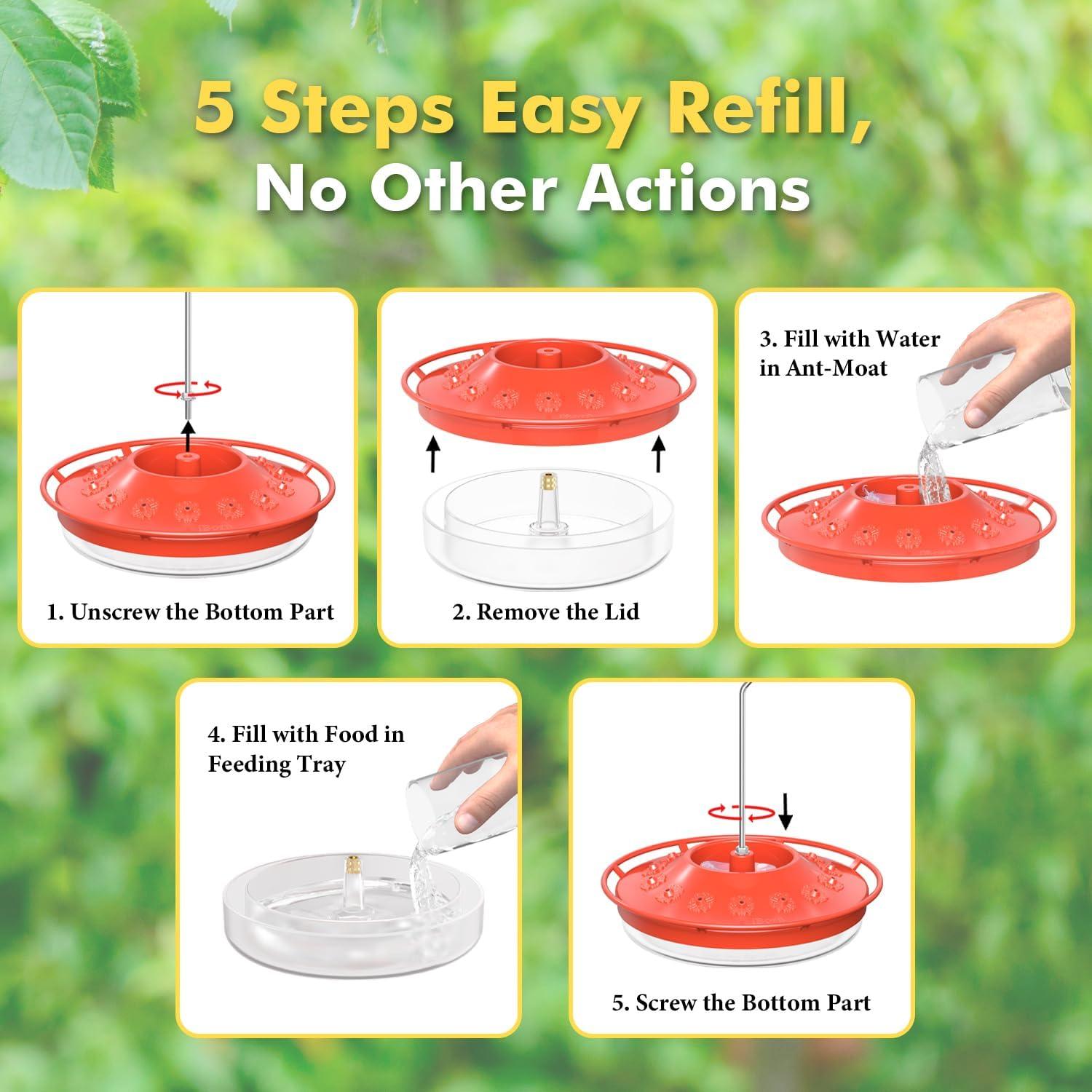 Alimentador de Colibrí iBorn Rojo 13 oz con 14 Puertos