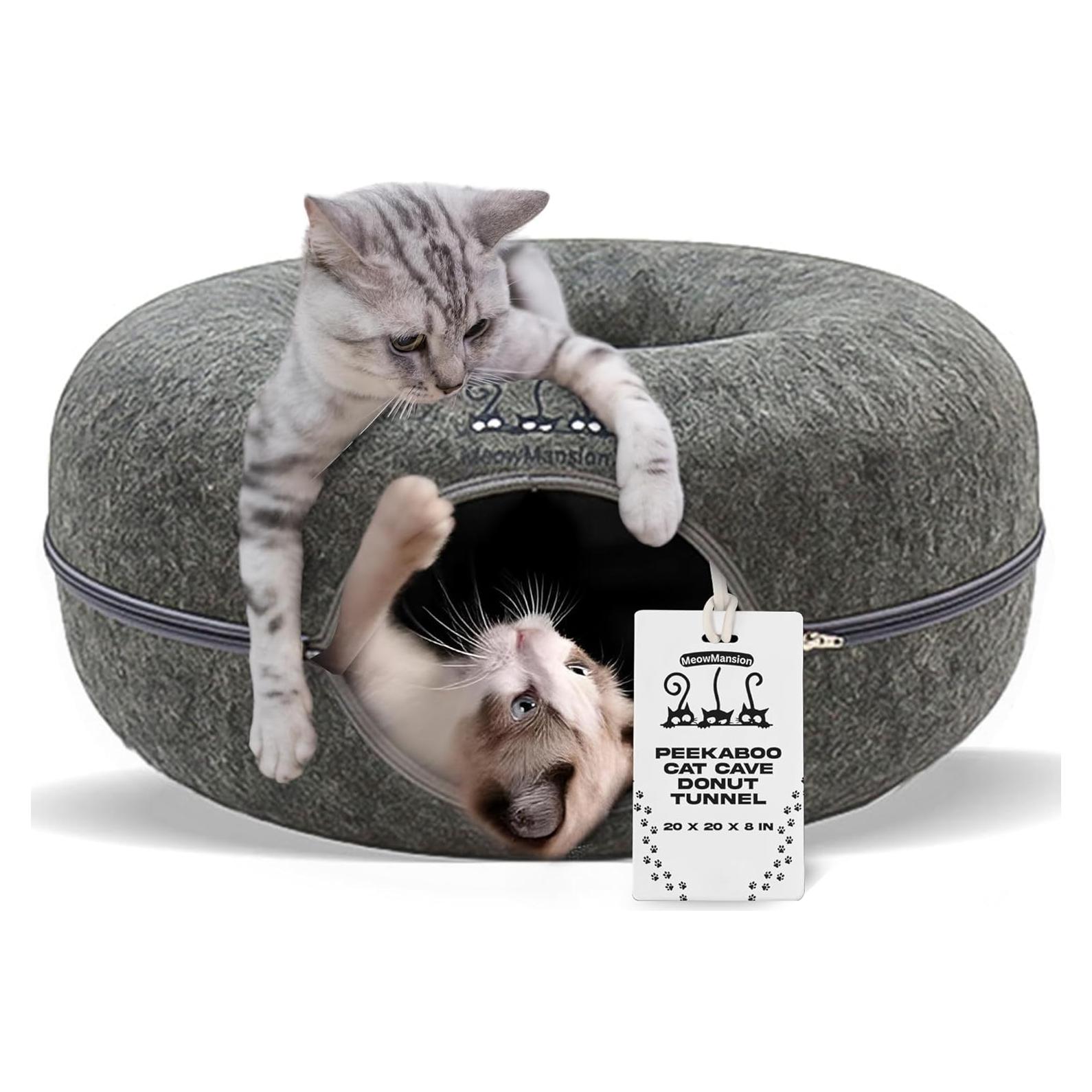 Cueva Túnel para Gatos MeowMansion - Fieltro Resistente 50.8cm