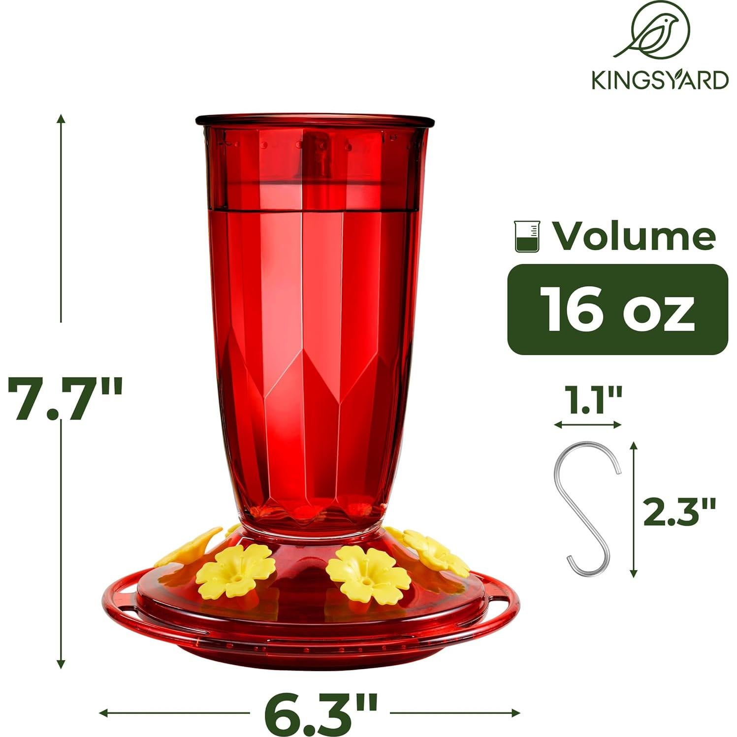 Alimentador de Colibrí Kingsyard Rojo 16 Oz Colgante con Protección