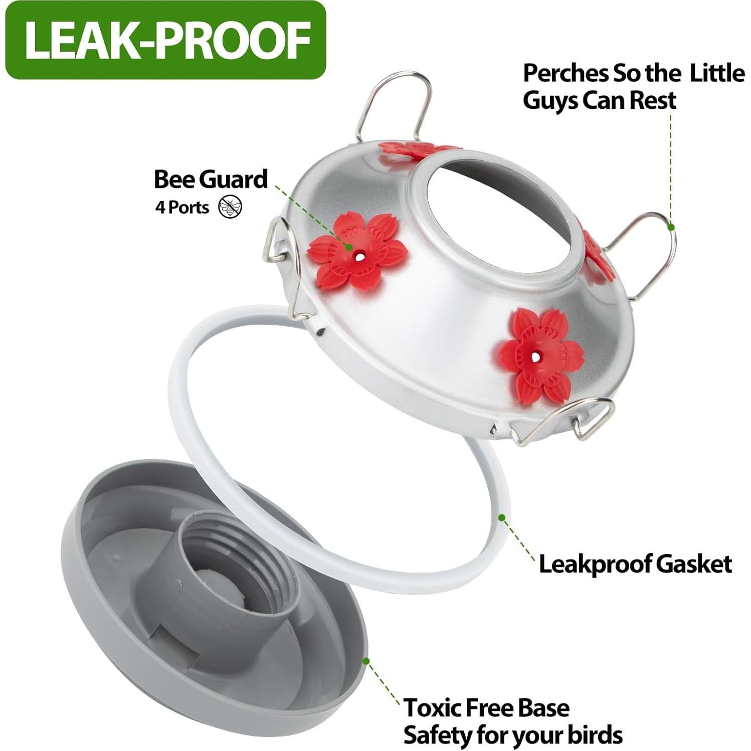 Comedero para Colibrí XAROO de Vidrio 425 g 4 Puertos Azul