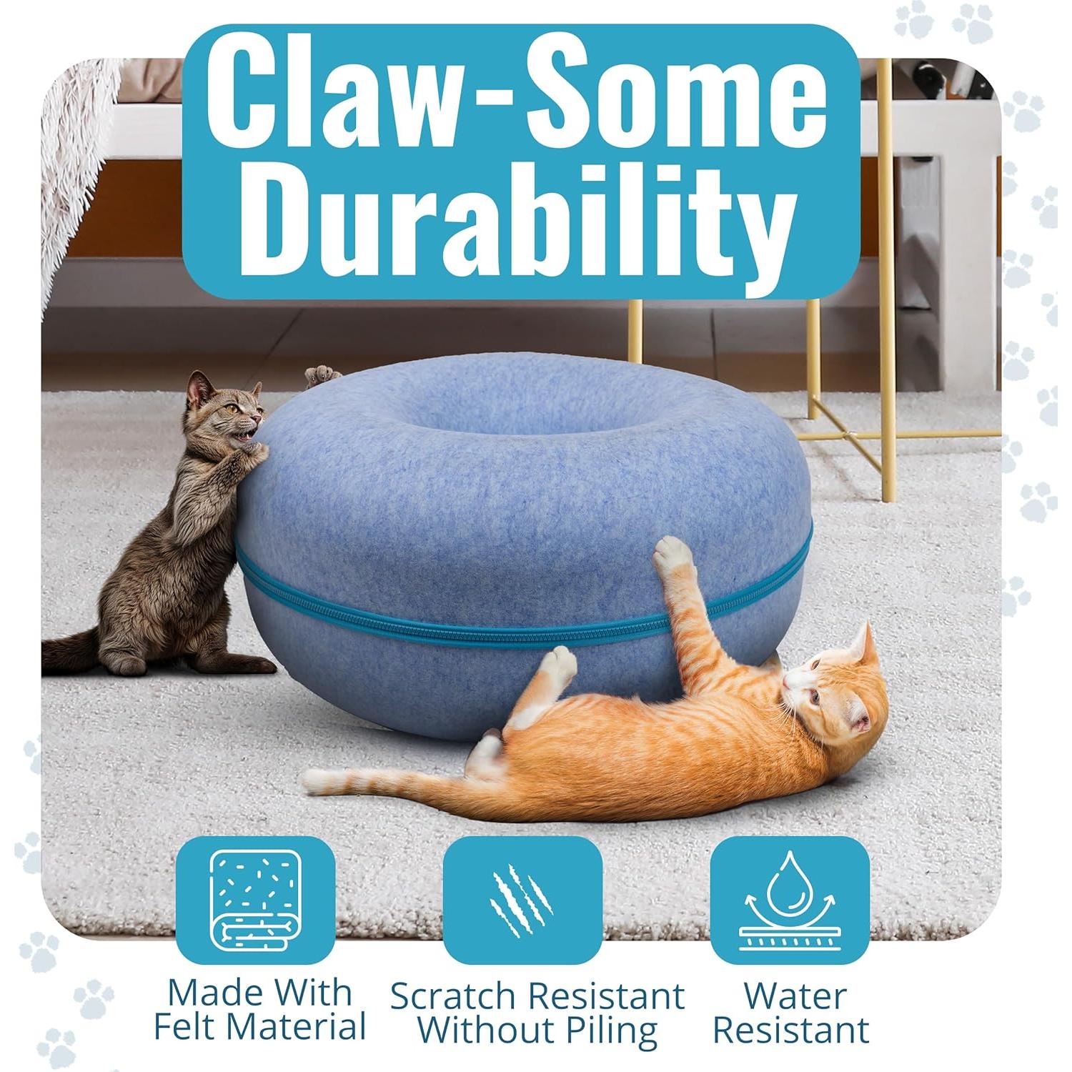 Cueva de Gato Túnel Donut Okoco 60cm Lavable Azul Claro