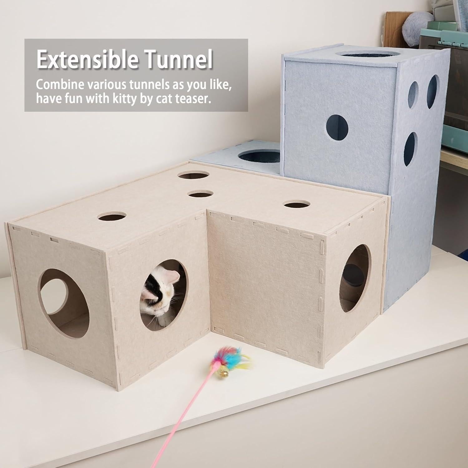 Túnel para Gatos PETKARAY, Cueva de Fieltro Suave 87.6cm