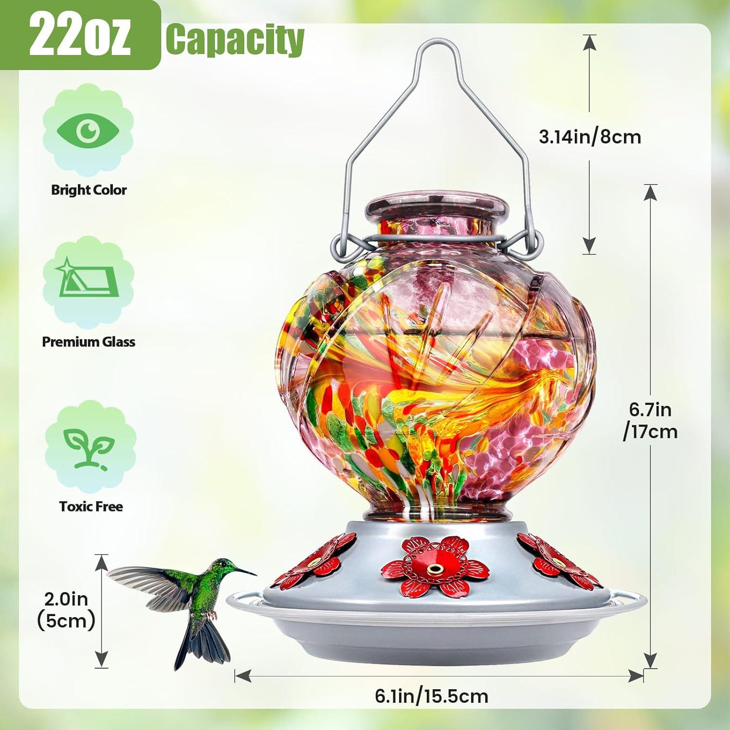 Alimentador de Colibrí BOLITE de Vidrio 0.62L Colgante Morado