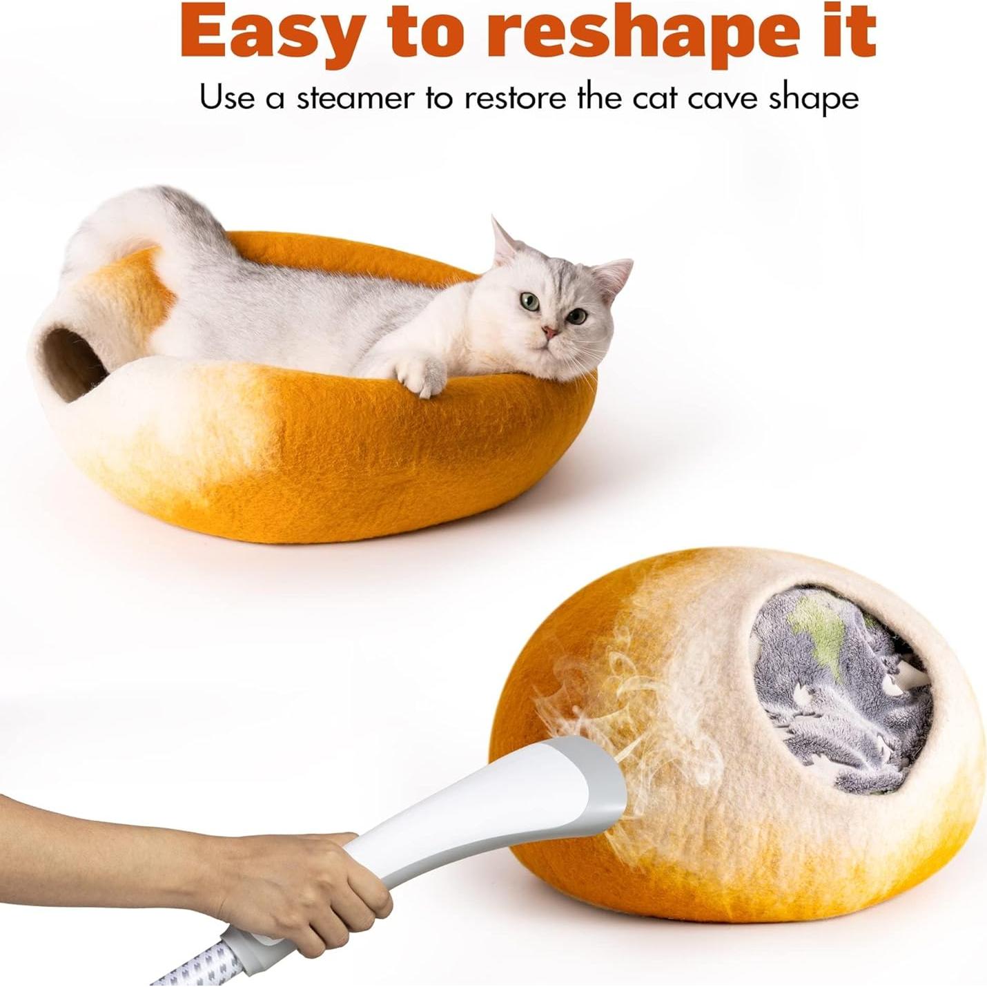 Cueva para Gatos Hecha a Mano MEWOOFUN Amarillo/Blanco 45x30cm