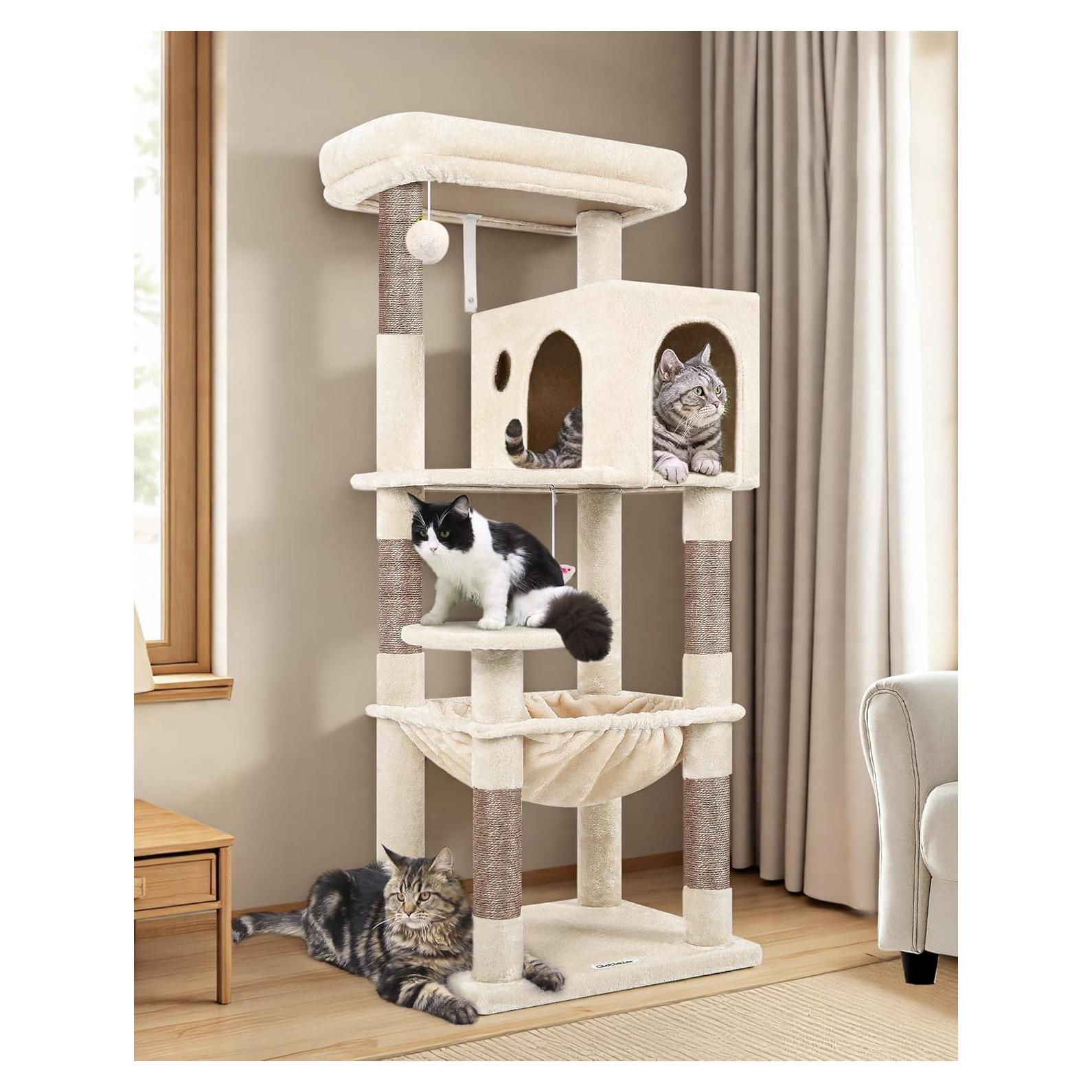 Torre de Árbol para Gatos Globlazer F53 135cm Beige con Rascador