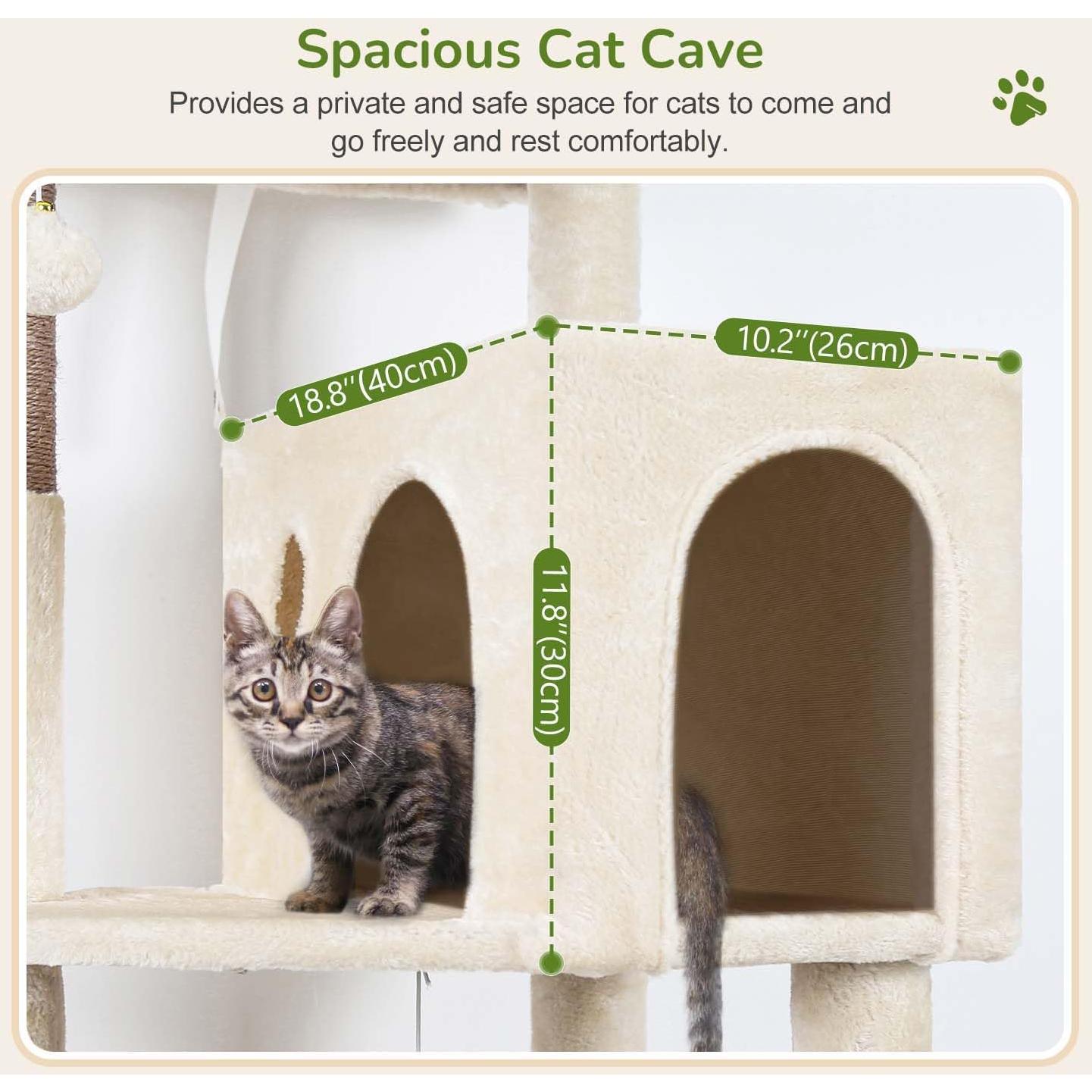 Torre de Árbol para Gatos Globlazer F53 135cm Beige con Rascador