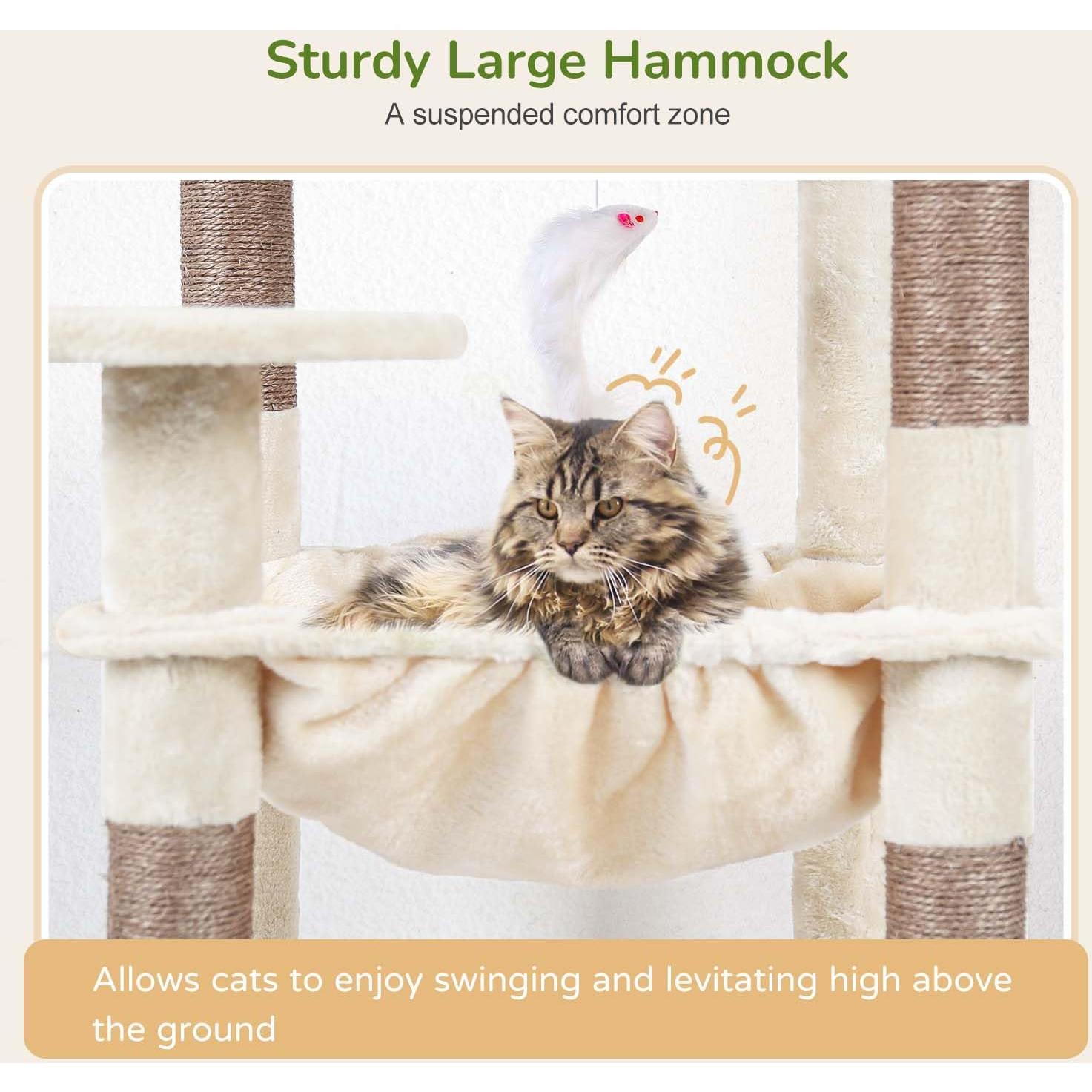 Torre de Árbol para Gatos Globlazer F53 135cm Beige con Rascador