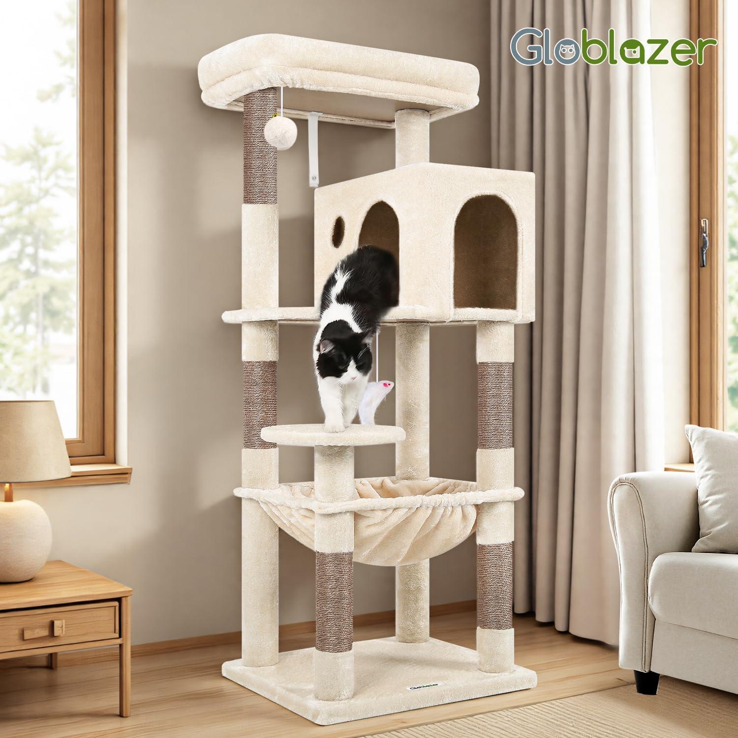 Torre de Árbol para Gatos Globlazer F53 135cm Beige con Rascador
