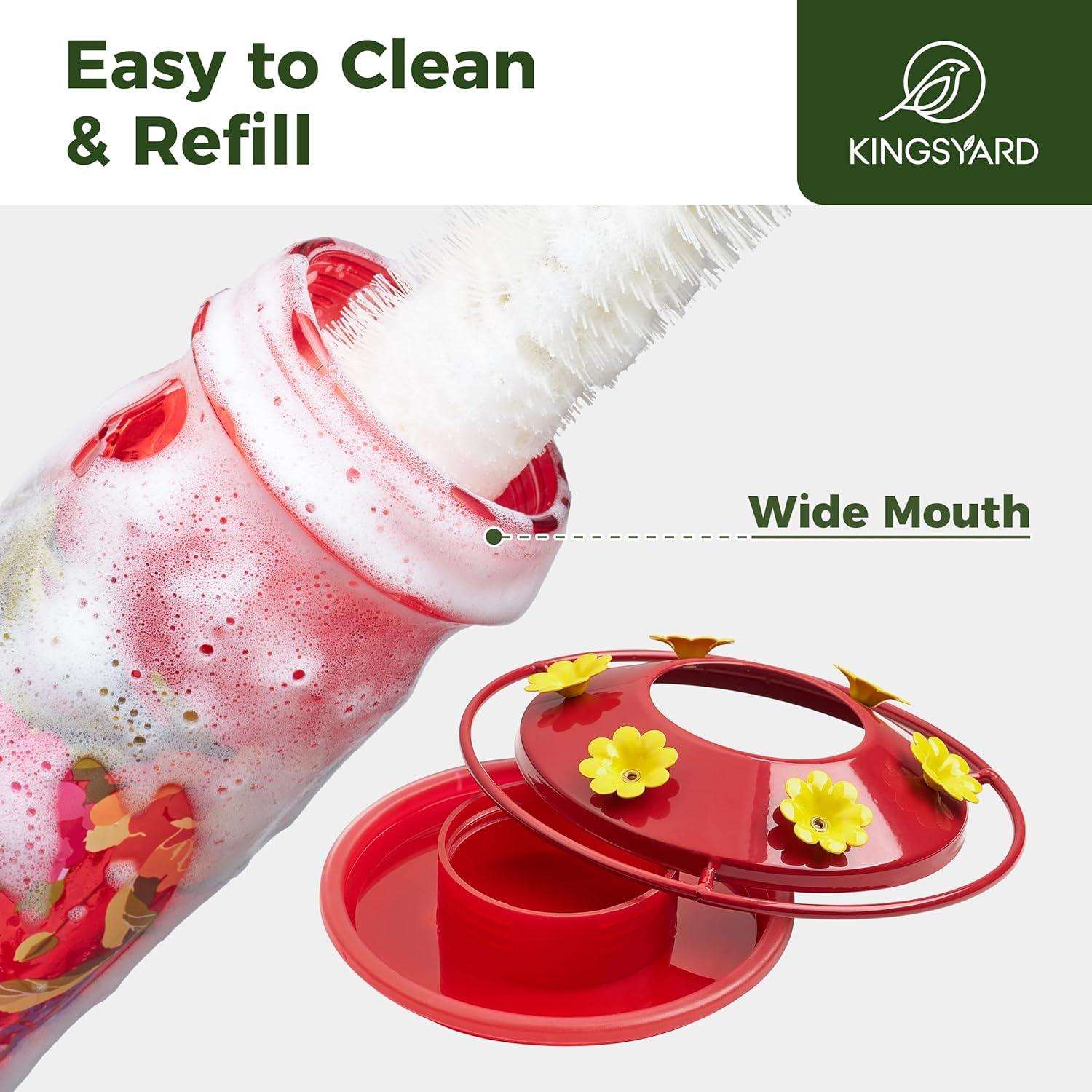 Alimentador de Colibrí Kingsyard de Vidrio 15 oz Rojo con 6 Puertos