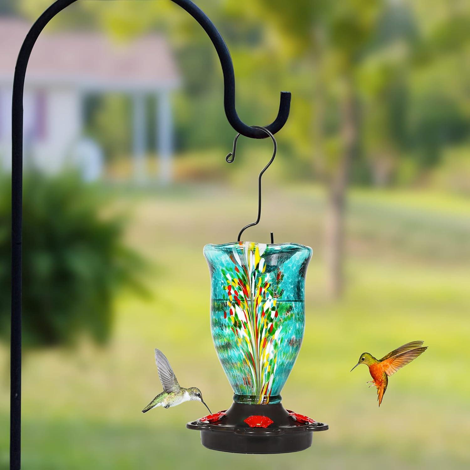 Alimentador de Colibríes LUJII de Vidrio Soplado 739 ml Azul