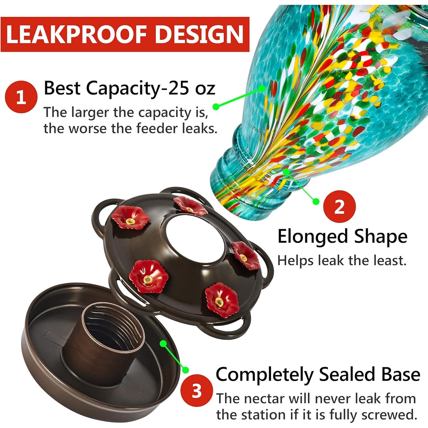 Alimentador de Colibríes LUJII de Vidrio Soplado 739 ml Azul