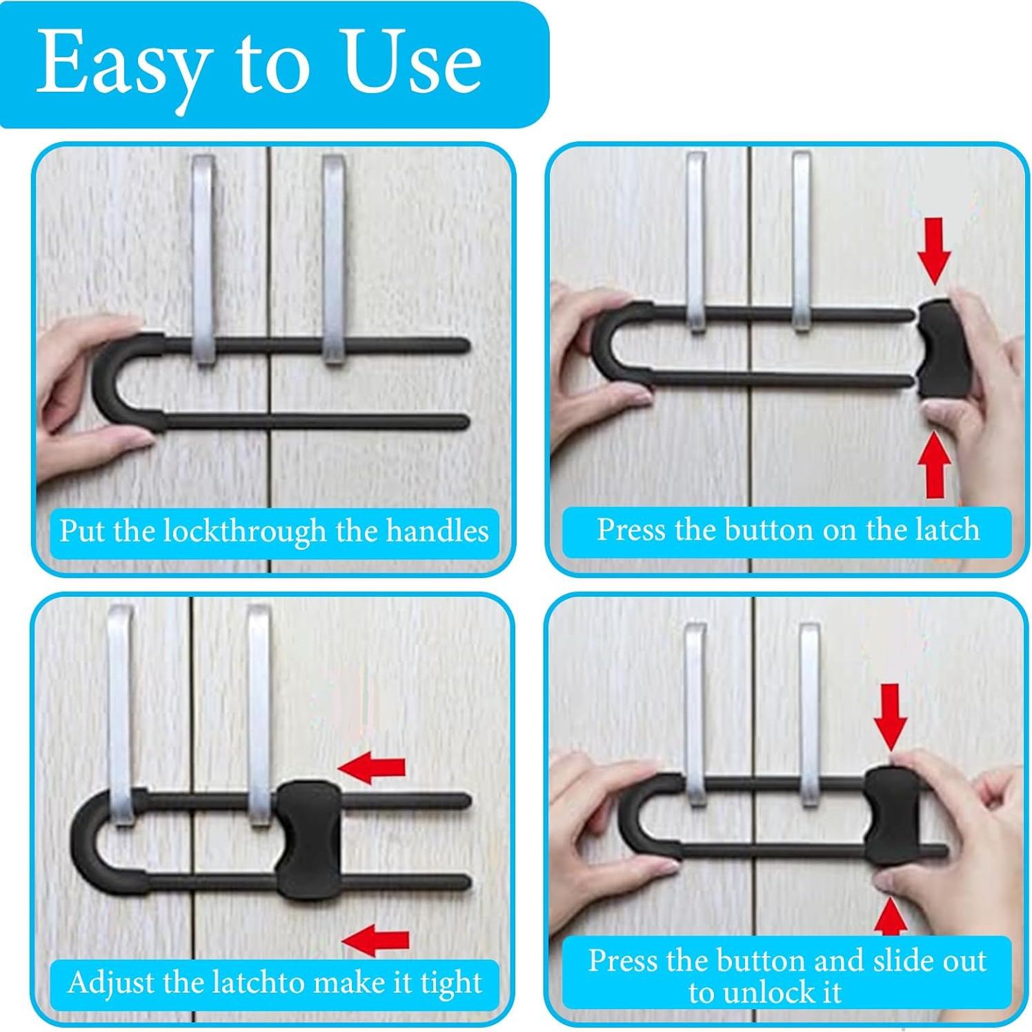 Bloqueos de Gabinetes a Prueba de Bebés QTZFKFLHD - 10 Unidades Negros