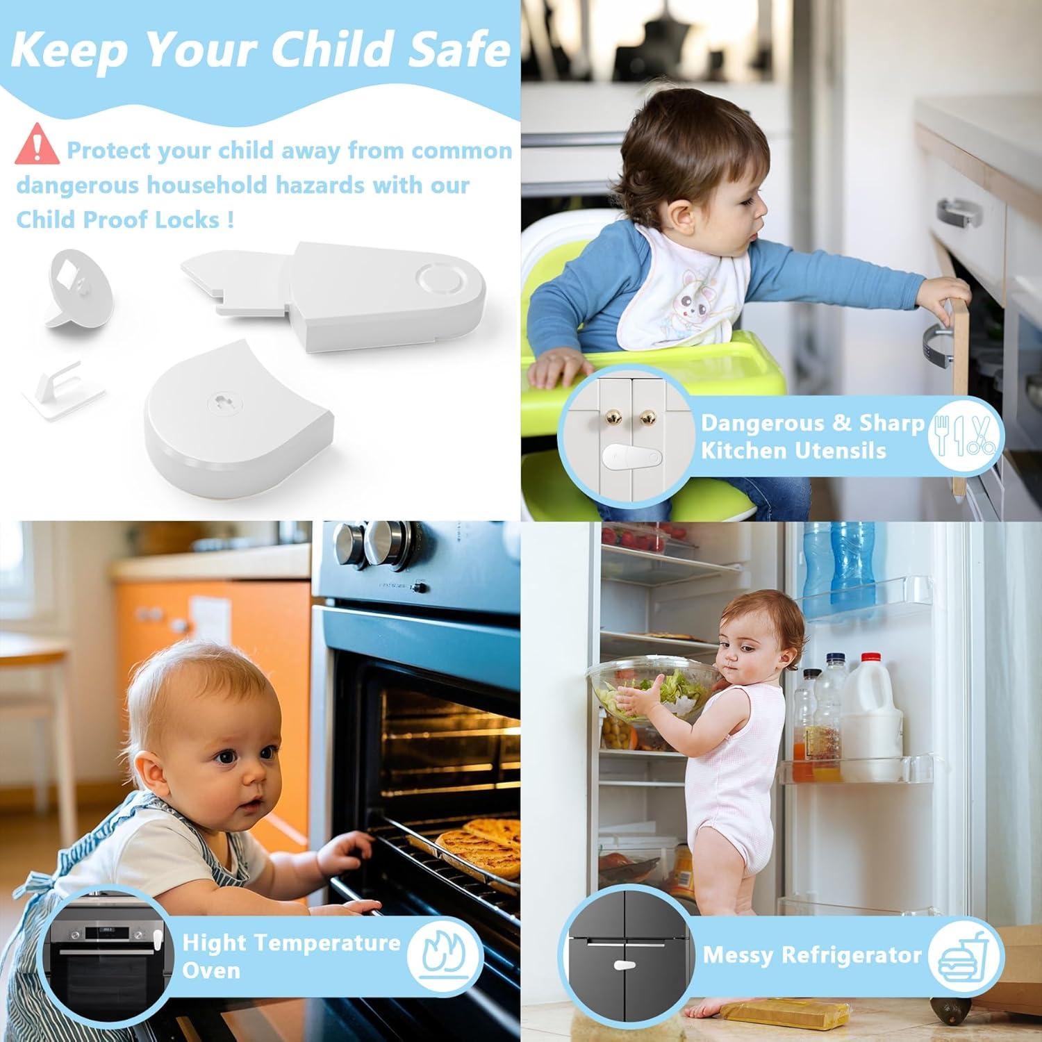 4 Cerraduras de Gabinete a Prueba de Niños TXTLDB - Adhesivos 3M