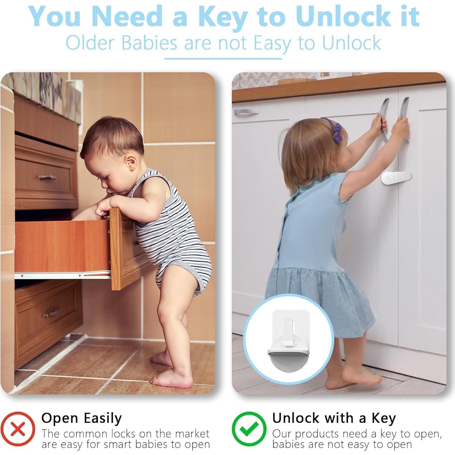 4 Cerraduras de Gabinete a Prueba de Niños TXTLDB - Adhesivos 3M