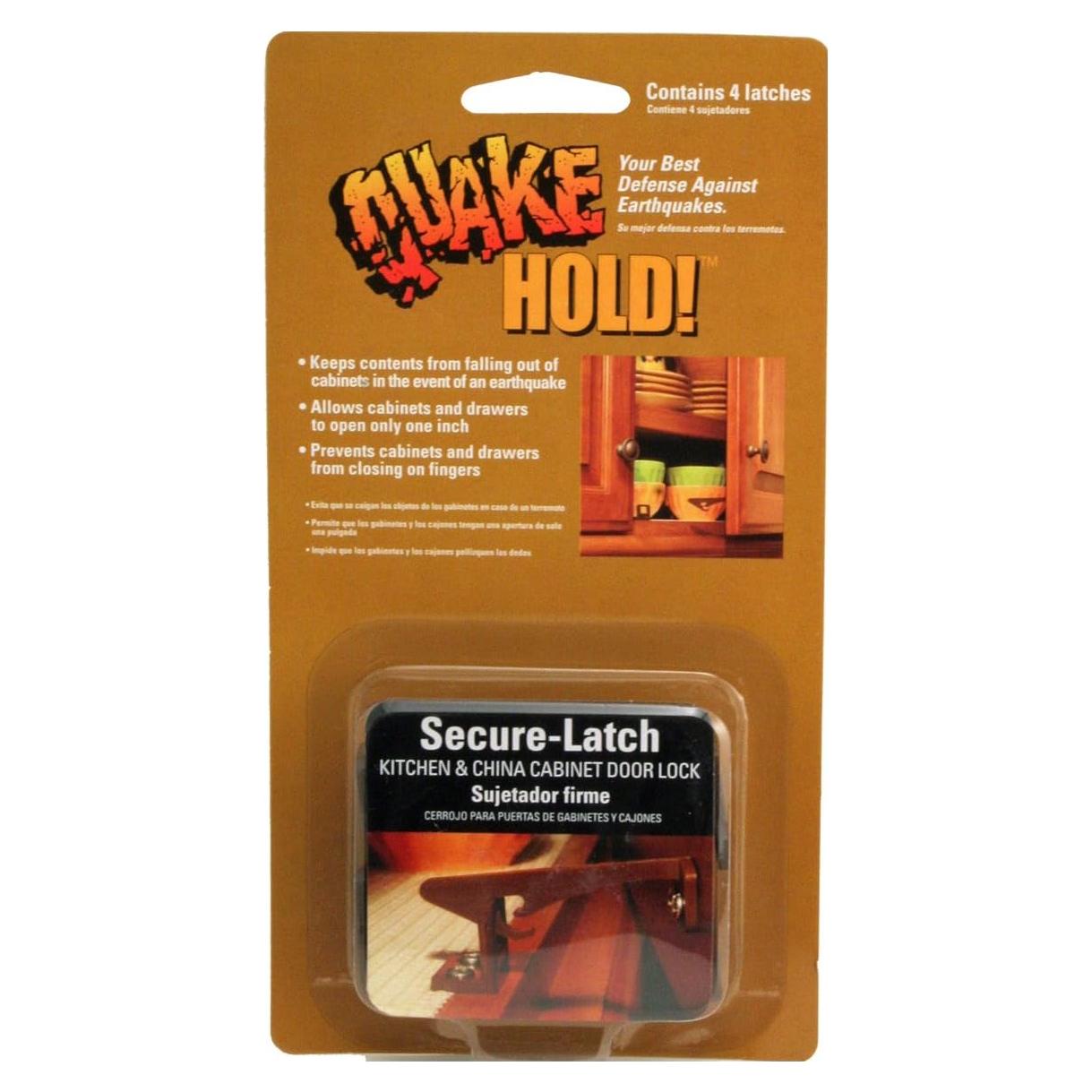 Pestillo de Puerta de Gabinete Quakehold! 4250 Marrón - Paquete de 4