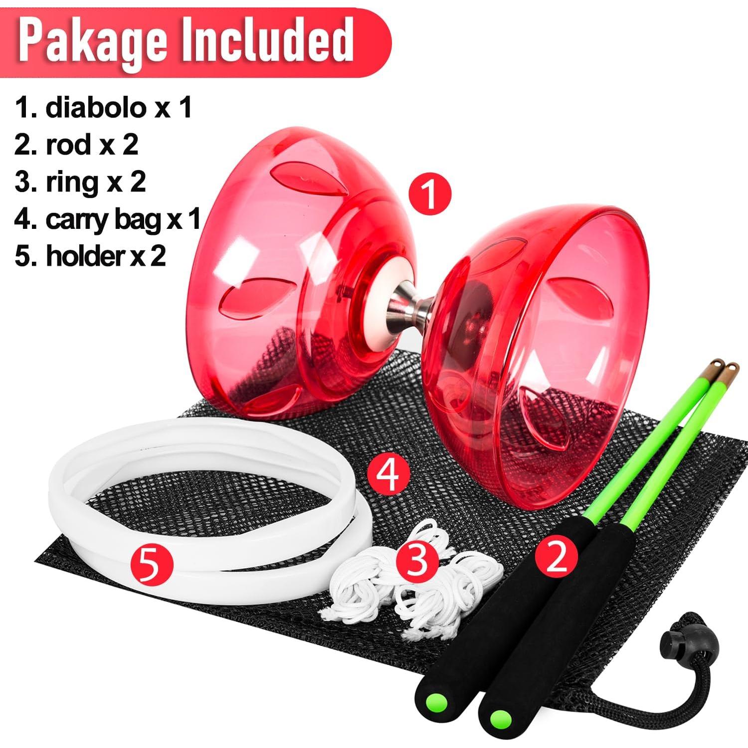 Yoyo Diabolo Chino BODY RHYTHM con 5 Rodamientos y Palos de Fibra