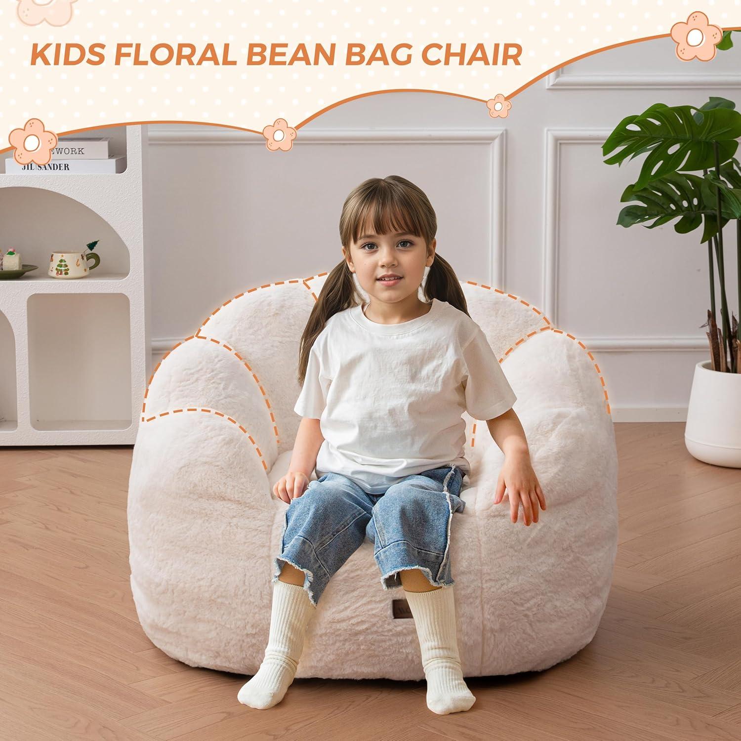Silla Puff para Niños MAXYOYO Floral Beige 65x75x60 cm