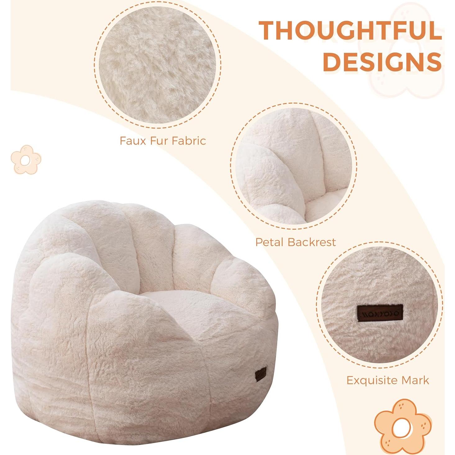 Silla Puff para Niños MAXYOYO Floral Beige 65x75x60 cm