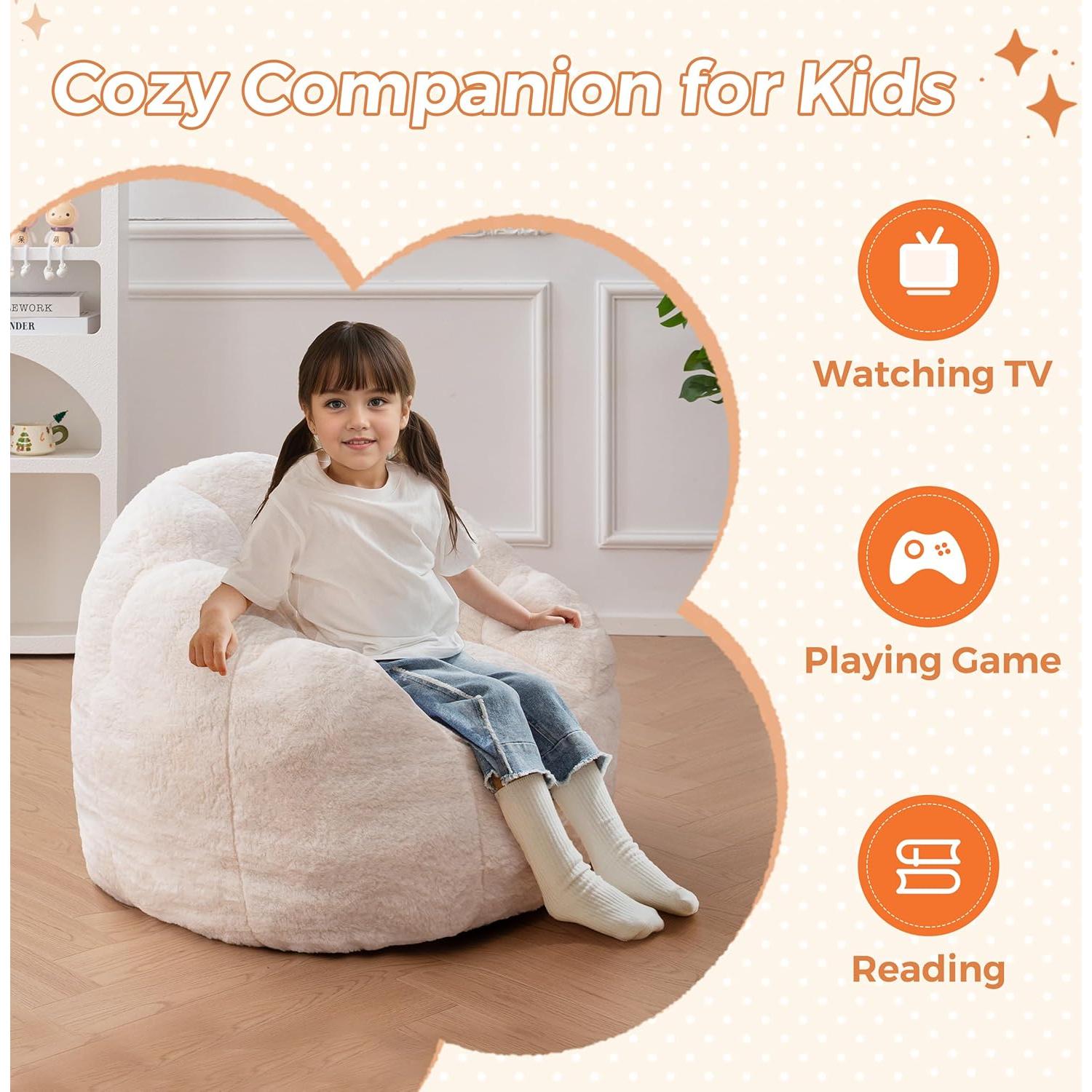 Silla Puff para Niños MAXYOYO Floral Beige 65x75x60 cm