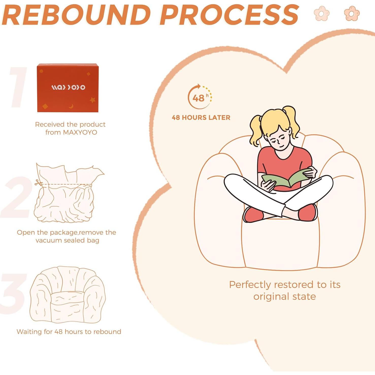 Silla Puff para Niños MAXYOYO Floral Beige 65x75x60 cm