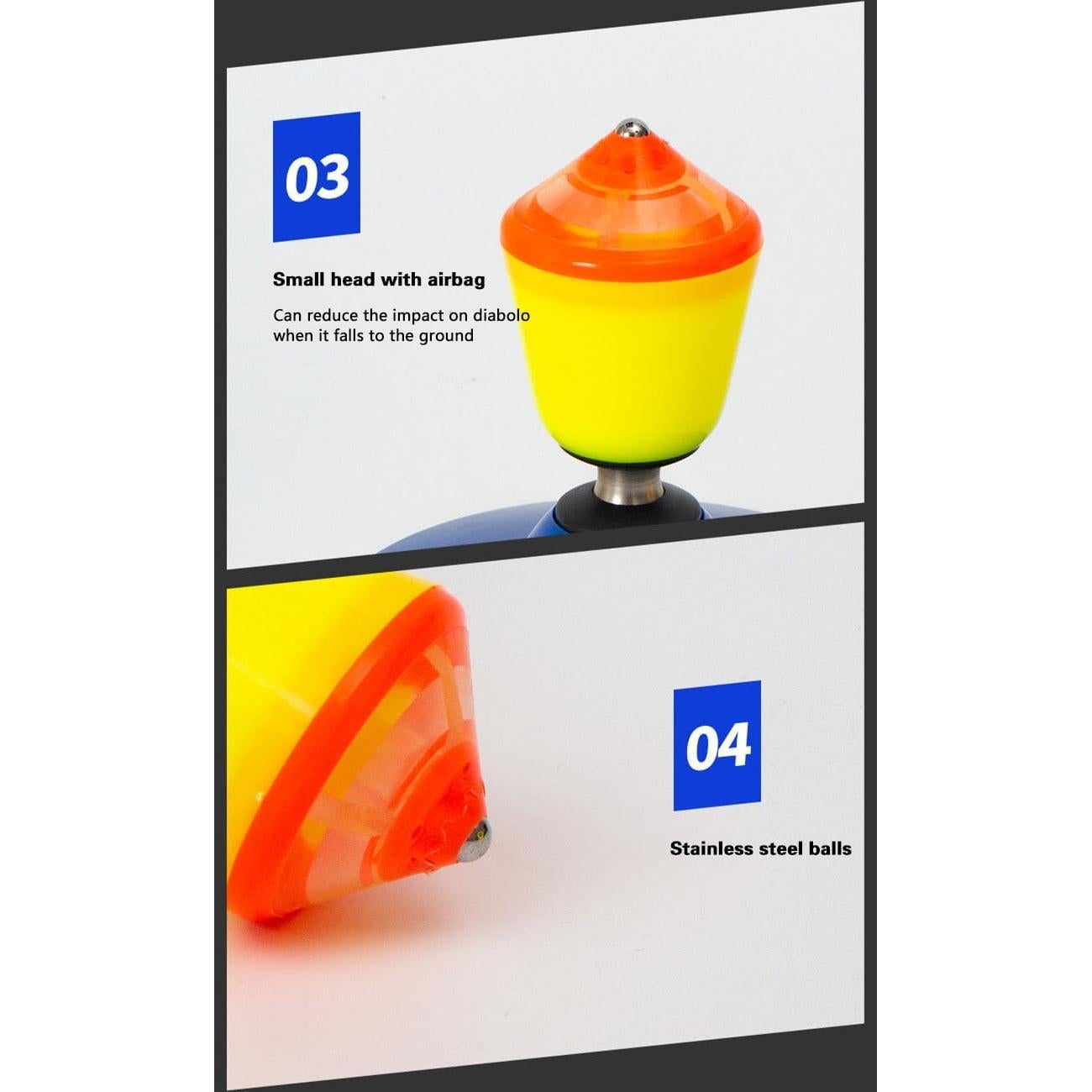 Juego de Diábolo Chino Erencook Azul 9 Rodamientos con Palos