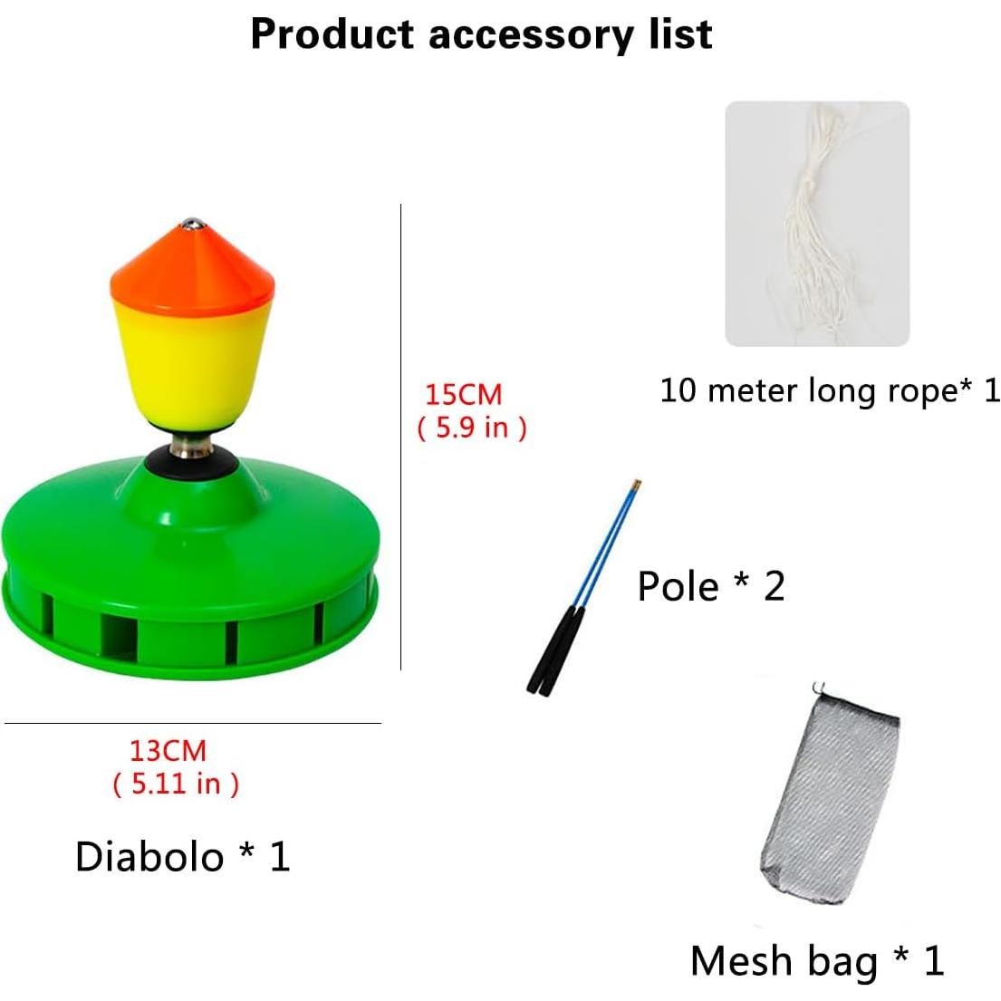 Juego de Diábolo Chino Erencook Azul 9 Rodamientos con Palos